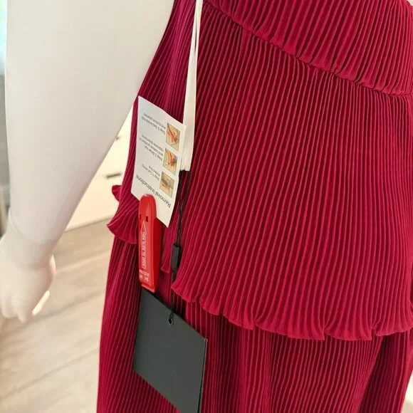 Mac Duggal  Red Spaghetti Strap Ruffle Layered Maxi Dress Gown Red Size 6 - Picture 6 of 6